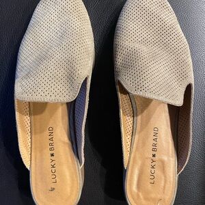 Lucky Brand Women's Beige Perforated Mules 10M